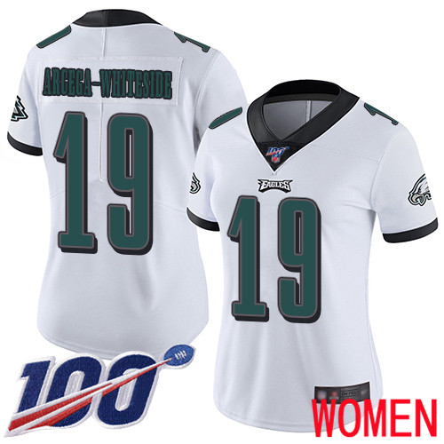 Women Philadelphia Eagles #19 JJ Arcega-Whiteside White Vapor Untouchable NFL Jersey Limited Player 100th